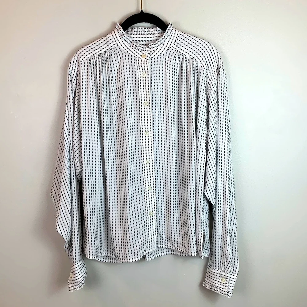 LOFT Striped Ruffle Trim Shirt NWT - Picture 7 of 9